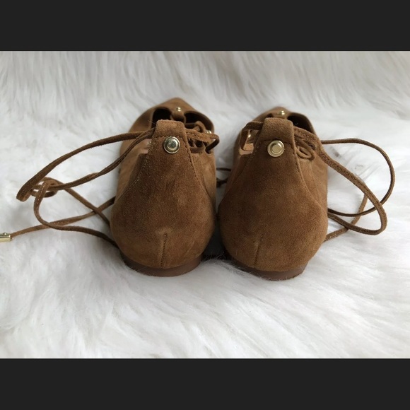 Halogen Owen Cognac Suede Lace Up Flats - Picture 5 of 6